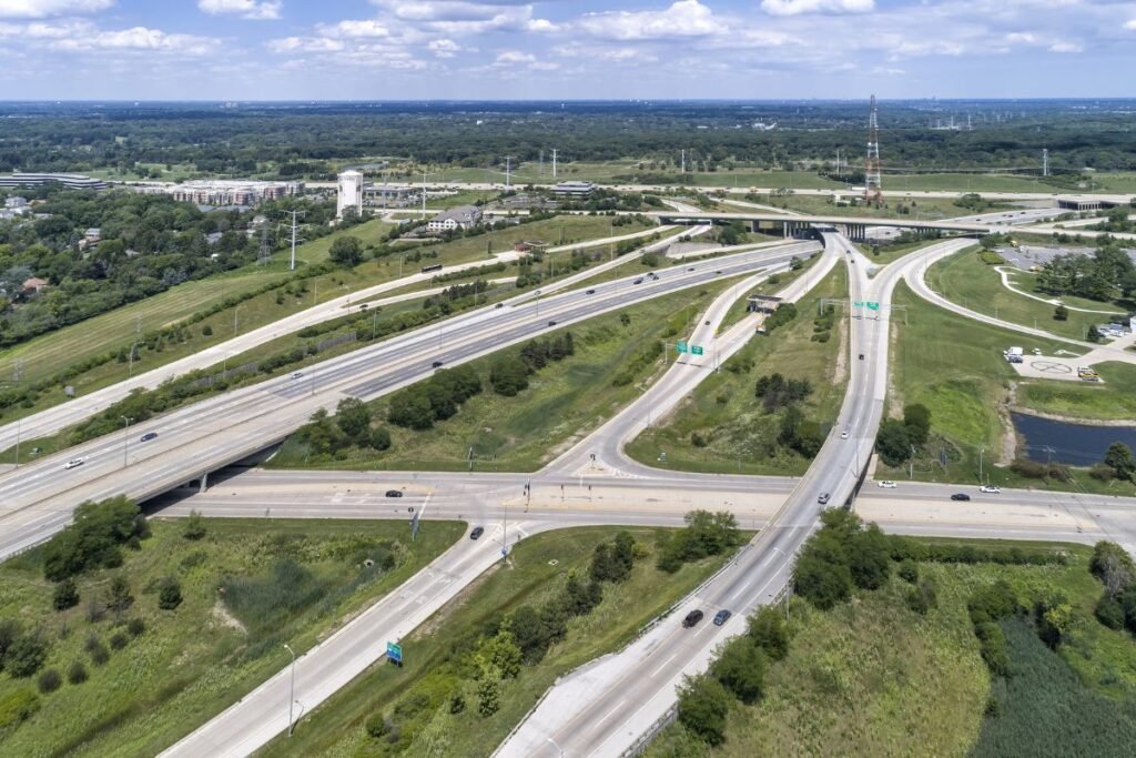 Aerial Highway View Downers Grove IL